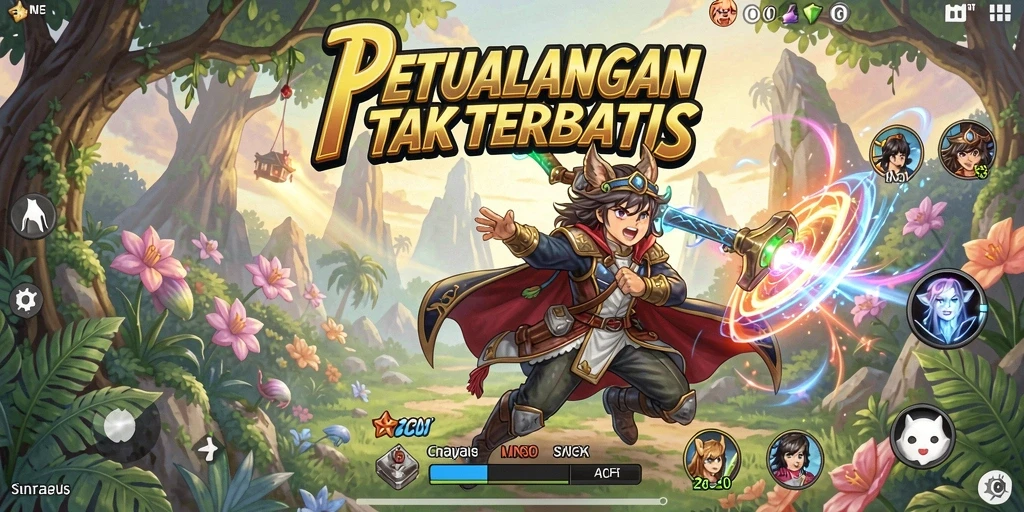 Tampilan gameplay menarik dari 3446 dengan karakter anime yang hidup.