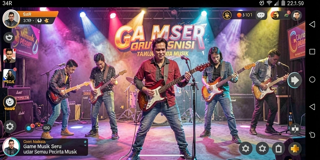 Tampilan screenshot gameplay 34R menunjukkan keseruan tantangan musik.