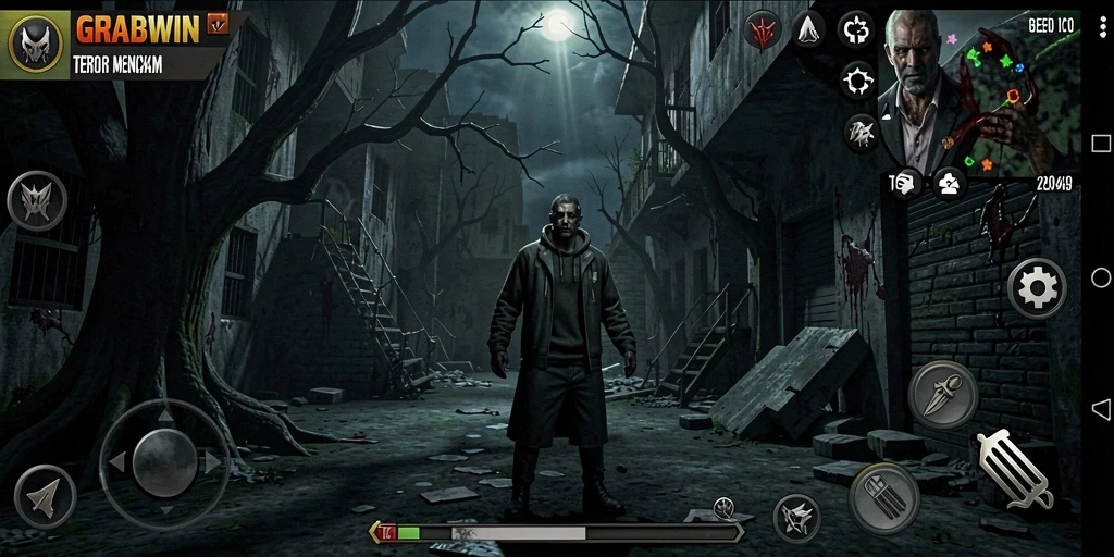 Screenshot gameplay menampilkan suasana Horror yang mencekam.