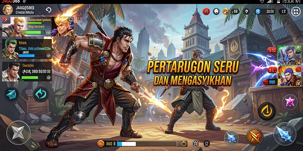 Screenshot JAGO368 memperlihatkan pertarungan seru dengan karakter yang dinamis.
