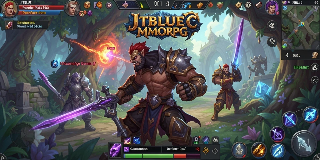 Tampilan gameplay JTBLUE dengan aksi seru dalam pertempuran MMORPG.