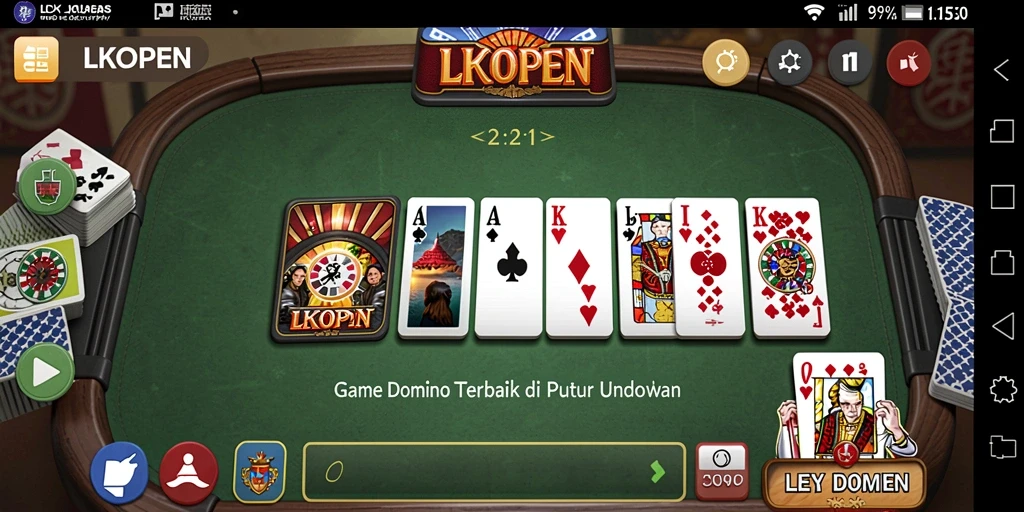 Tampilan gameplay seru dari LKOPEN yang menunjukkan pertandingan domino.