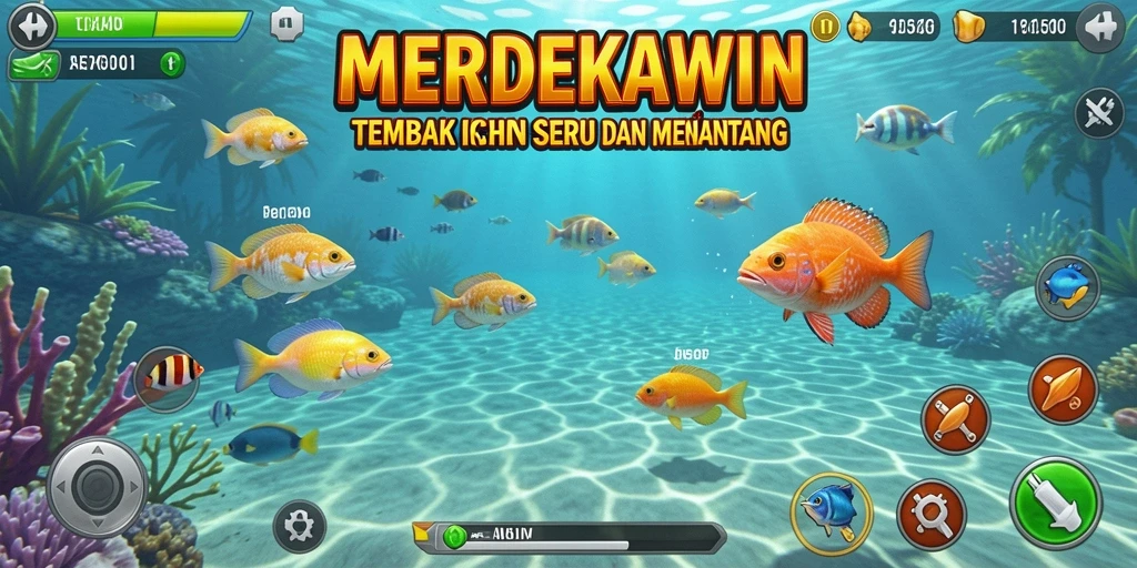 Tampilan gameplay MERDEKAWIN saat menangkap ikan dengan mudah.