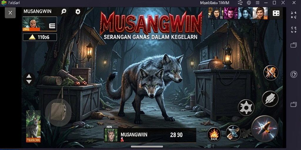 Gambaran gameplay menegangkan dari MUSANGWIN, dengan elemen horror yang mencekam.