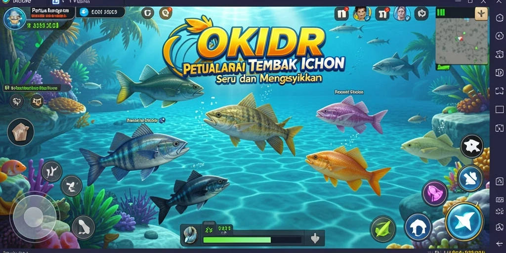 Screenshot utama menunjukkan aksi seru dalam game Tembak Ikan.