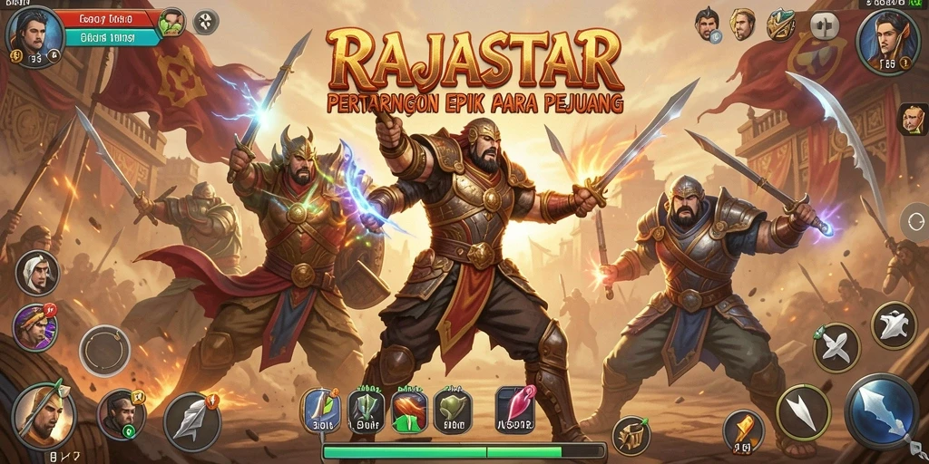 Screenshot gameplay RAJASTAR menampilkan pertarungan seru antar karakter.