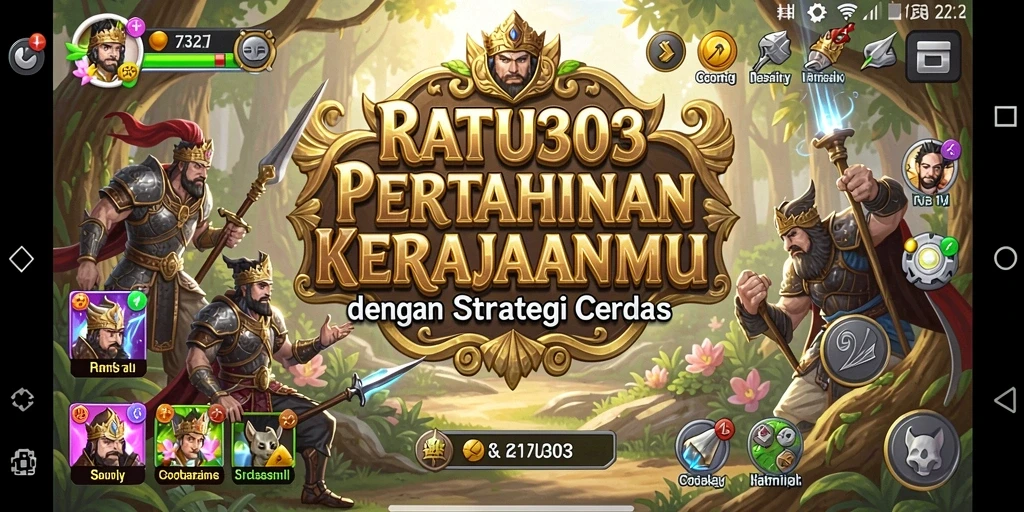 Tampilan gameplay menegangkan di RATU303 menunjukkan menara bertahan melawan serangan musuh.