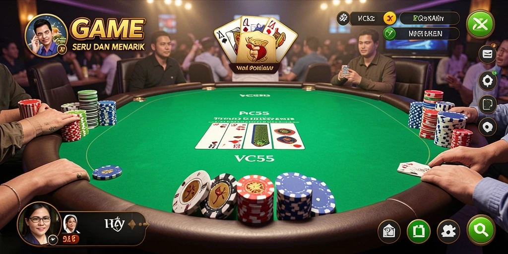 Screenshot VC55 menampilkan permainan poker yang seru dan interaktif.
