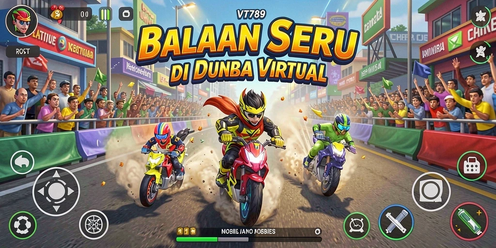 Tangkapan layar gameplay balapan intens di VT789.