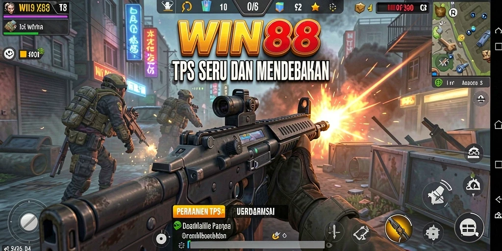 Tampilan gameplay mendebarkan di WIN88 dengan aksi TPS intens.